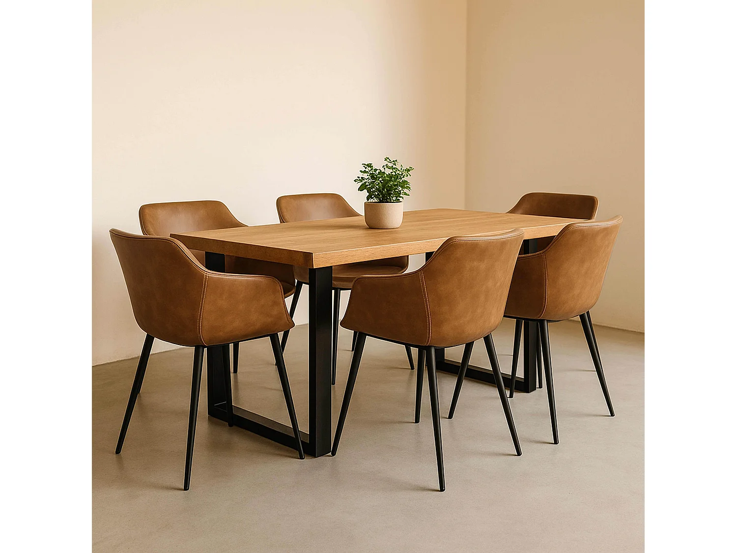 Set van 2 industriële fauteuils van bruin staal en stof