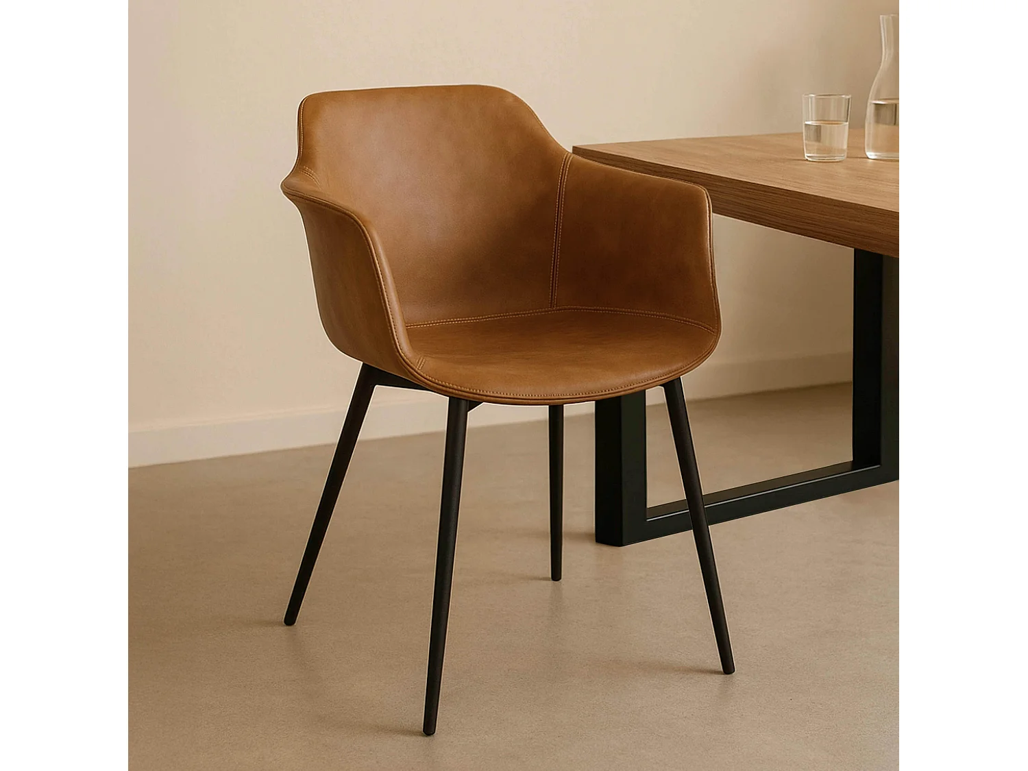 Set van 2 industriële fauteuils van bruin staal en stof