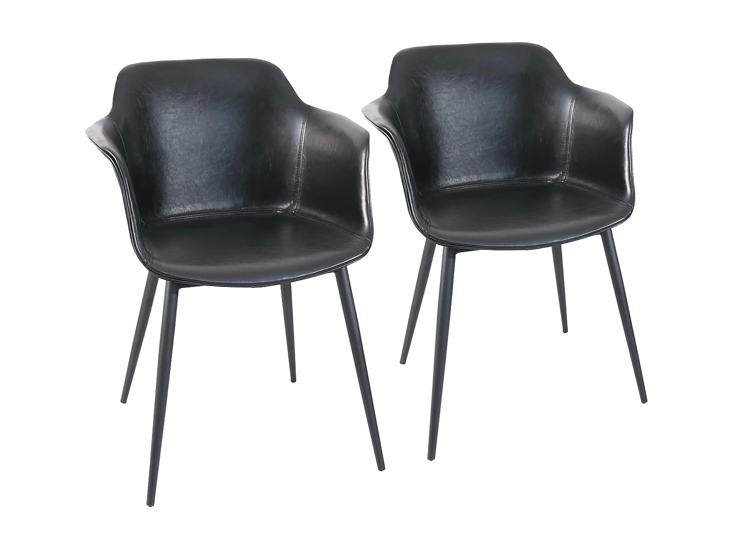 Lot de 2 fauteuils industriel en acier et textile noir