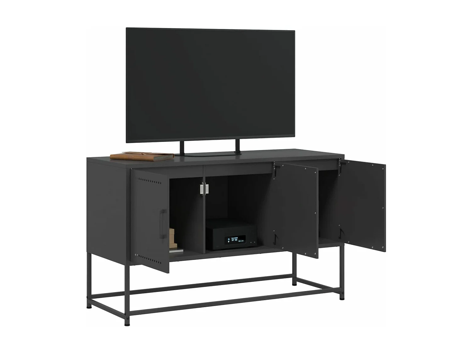 Meuble TV noir 100,5x39x60,5 cm acier