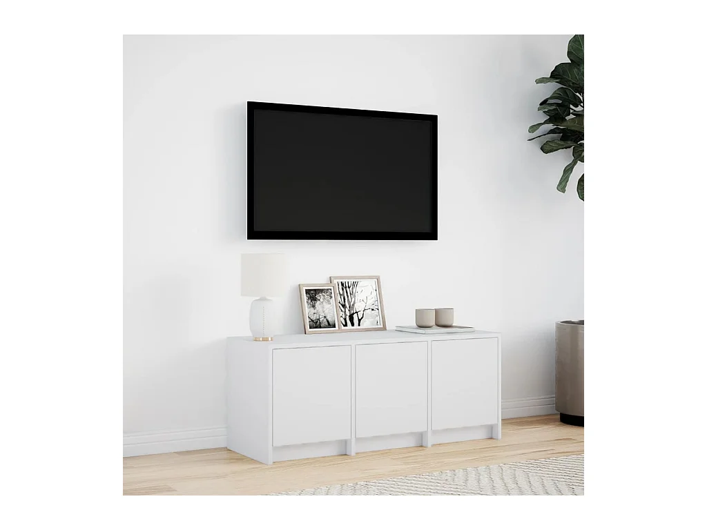 Meuble TV avec LED blanc 97x34x40 cm bois d'ingénierie