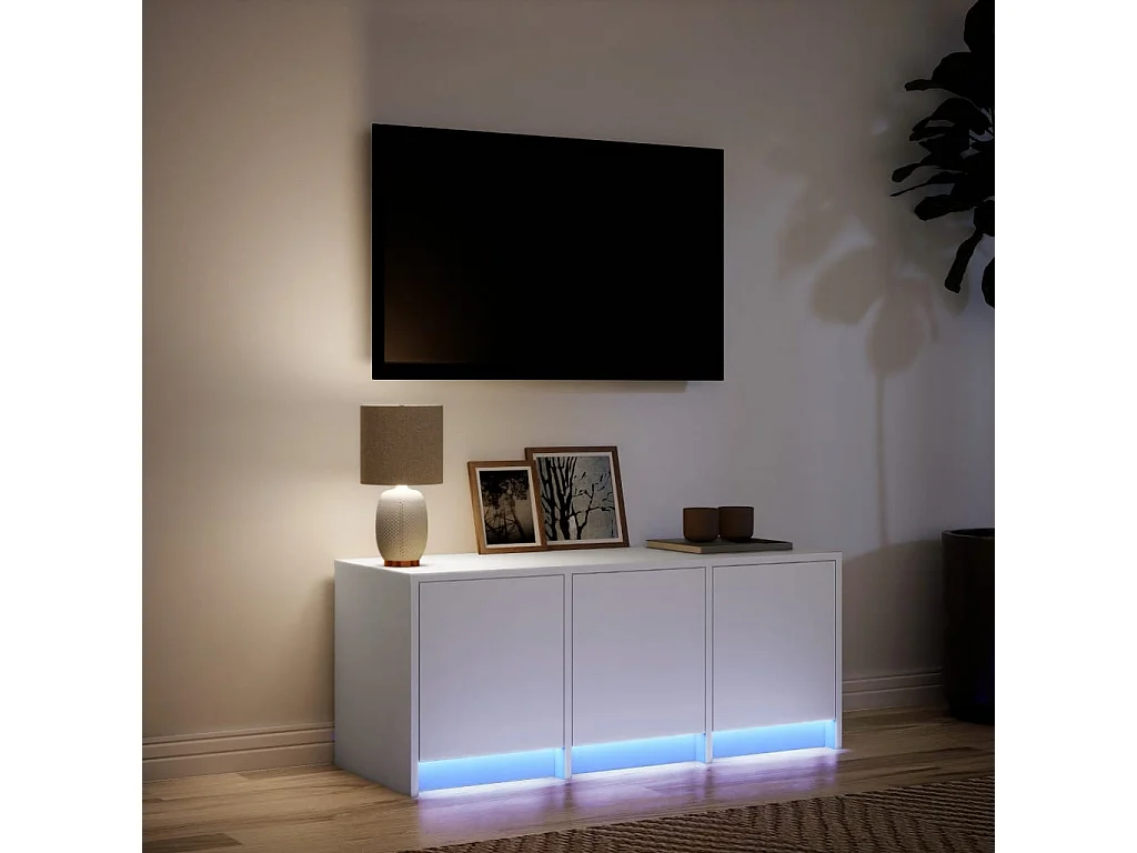 Meuble TV avec LED blanc 97x34x40 cm bois d'ingénierie