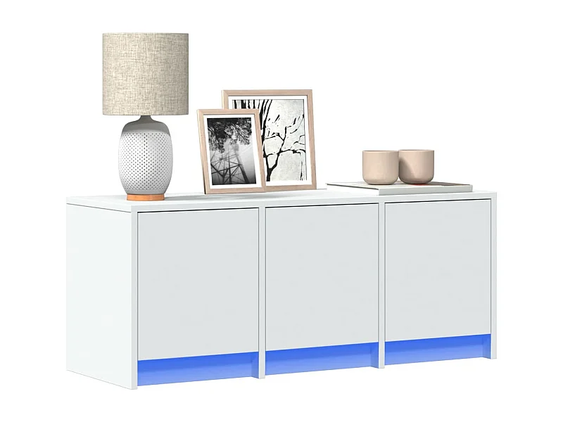 Tv-meubel met LED 97x34x40 cm bewerkt hout wit