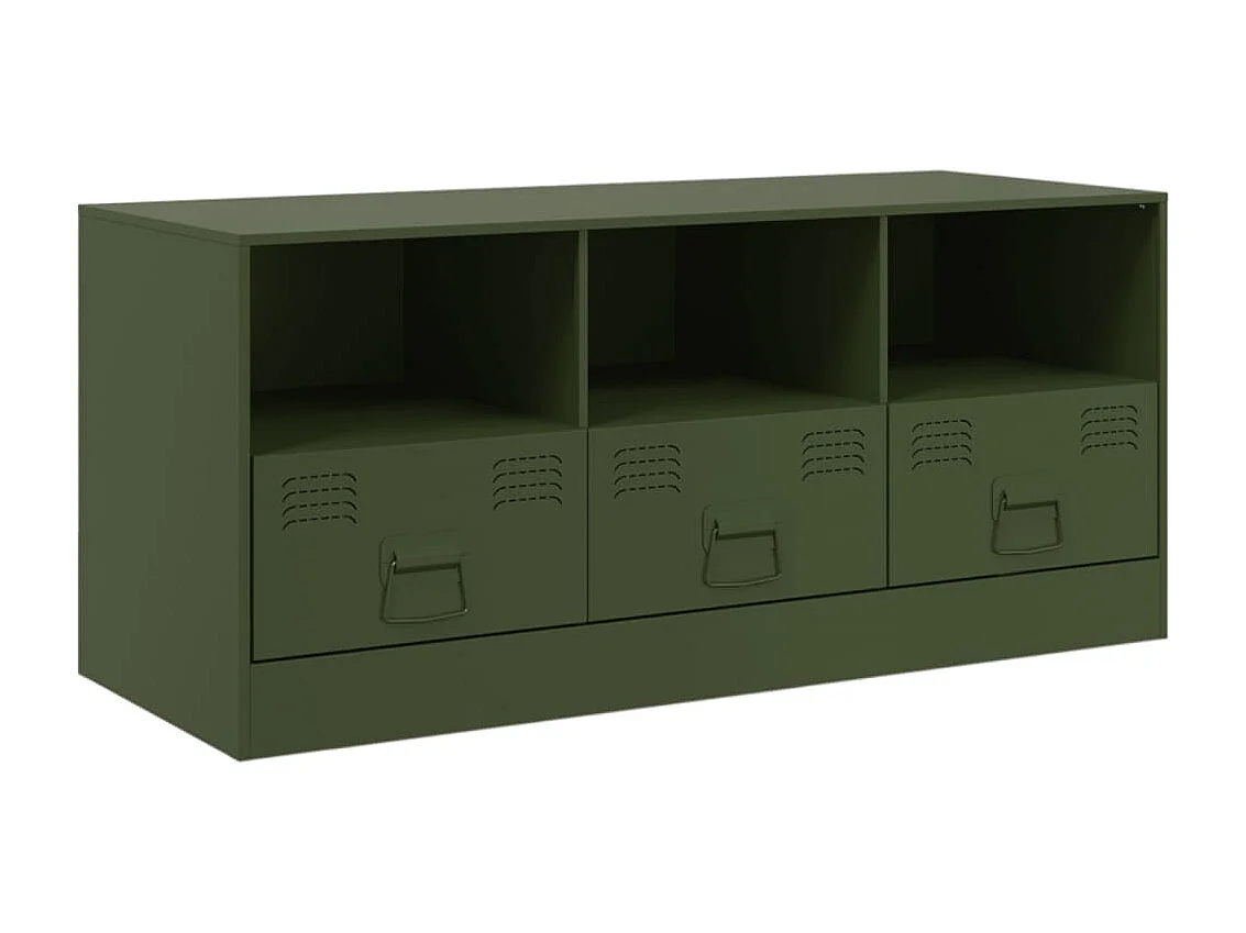 Meuble TV vert olive 99x39x44 cm acier