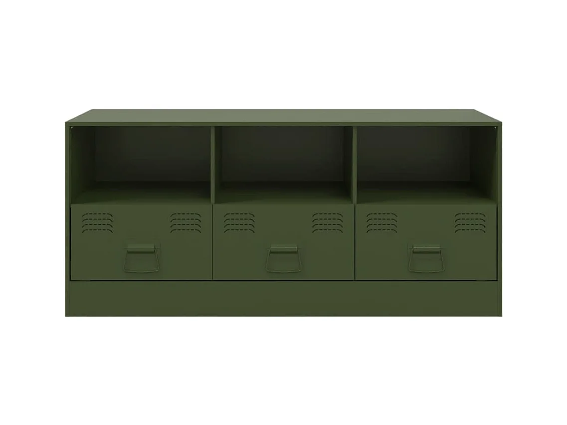 Meuble TV vert olive 99x39x44 cm acier