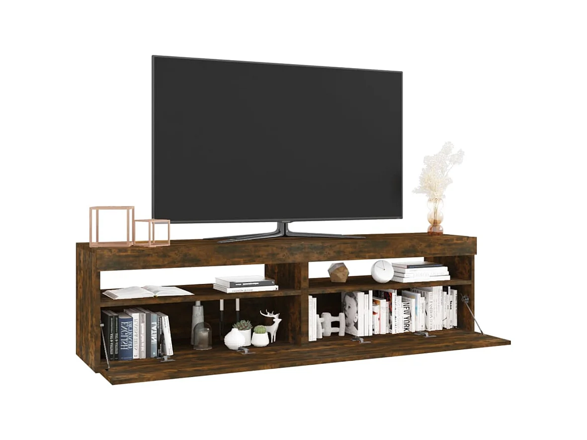 Meubles TV avec lumières LED 2 pièces Chêne fumé 75x35x40 cm