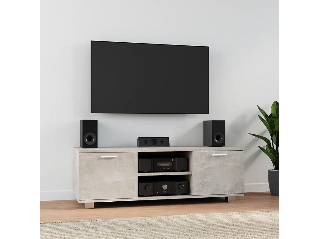 Meuble TV Gris béton 120x40,5x35 cm Bois d'ingénierie