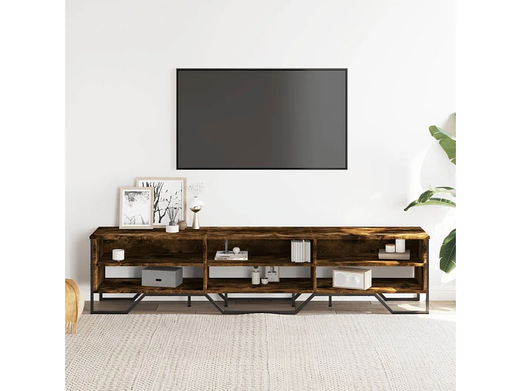 Meuble TV chêne fumé 180x34x41 cm bois d'ingénierie