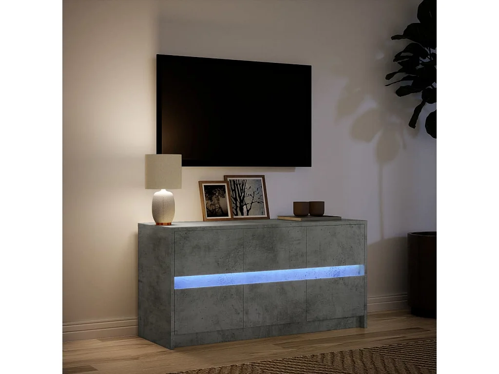 Tv-meubel met LED 100x34x50 cm bewerkt hout betongrijs