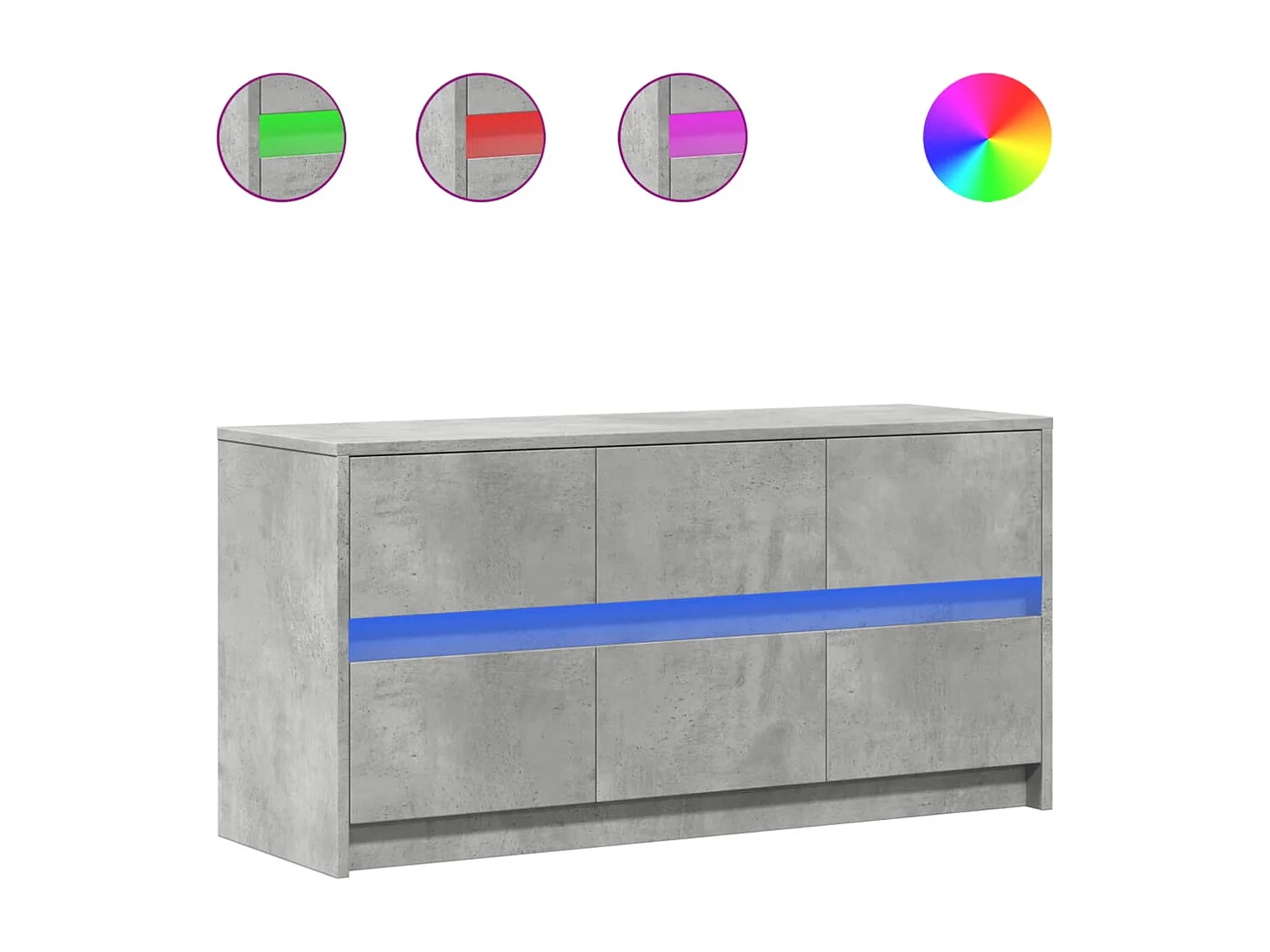 Meuble TV avec LED gris béton 100x34x50 cm bois d'ingénierie