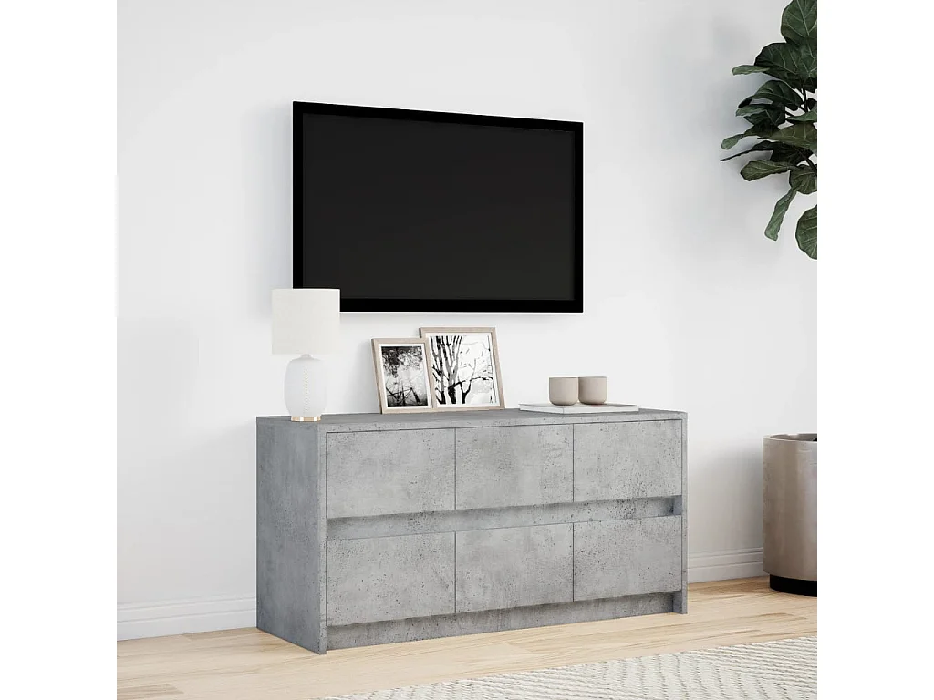Meuble TV avec LED gris béton 100x34x50 cm bois d'ingénierie