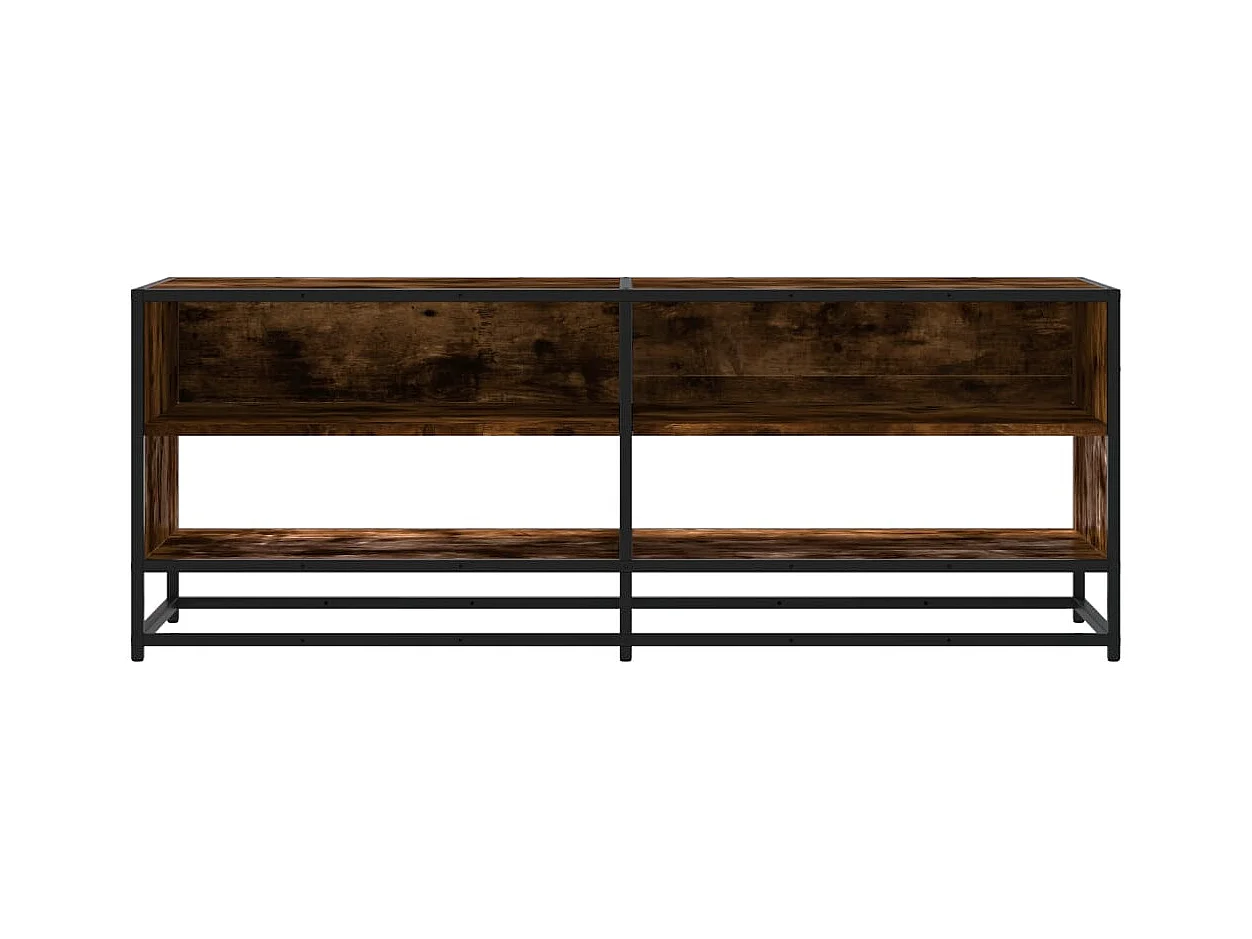 Meuble TV chêne fumé 120,5x40x46 cm bois d'ingénierie et métal
