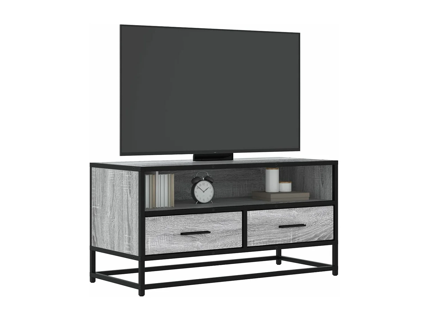 Meuble TV sonoma gris 80x34,5x40 cm bois d'ingénierie et métal