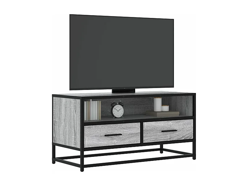 Meuble TV sonoma gris 80x34,5x40 cm bois d'ingénierie et métal