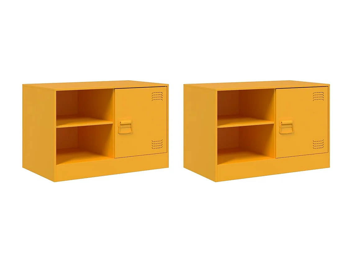 Tv-meubelen 2 st 67x39x44 cm staal mosterdgeel