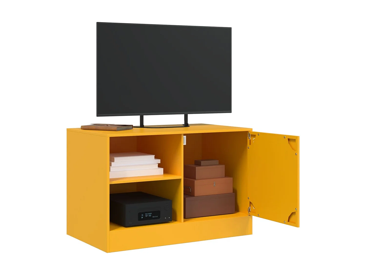 Meubles TV 2 pièces jaune moutarde 67x39x44 cm acier