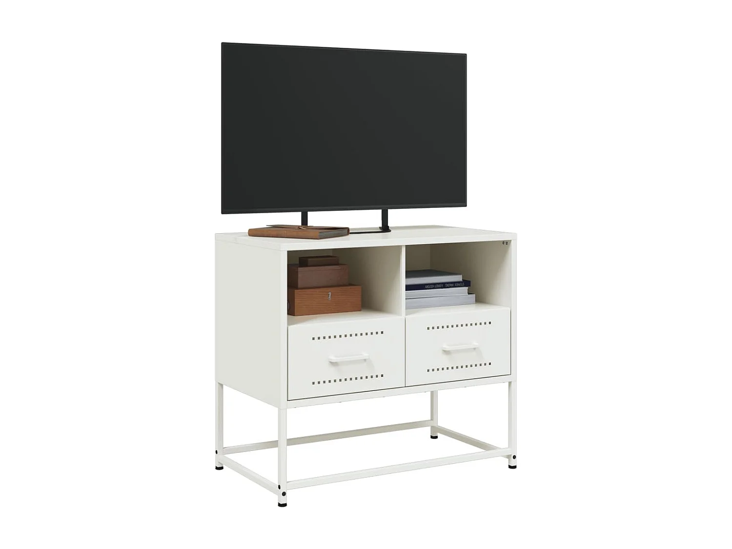 Meuble TV blanc 68x39x60,5 cm acier