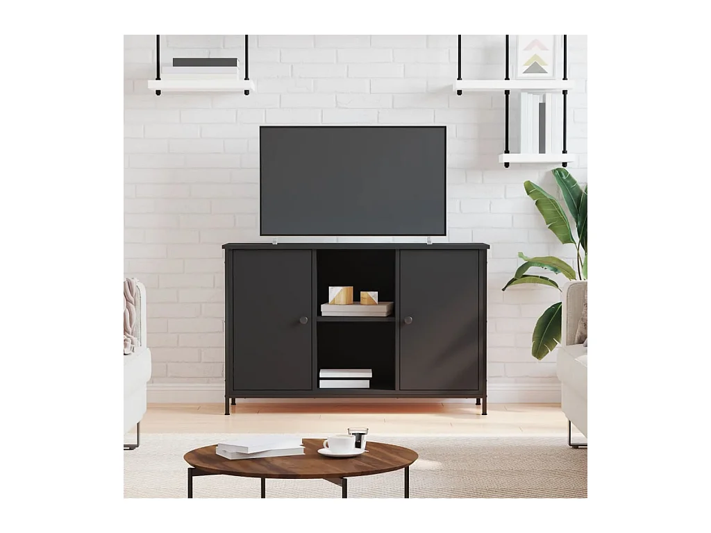 Meuble TV noir 100x35x65 cm bois d'ingénierie
