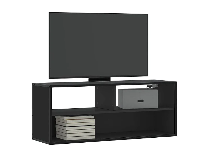 Meuble TV noir 100x31x39,5 cm bois d'ingénierie et métal