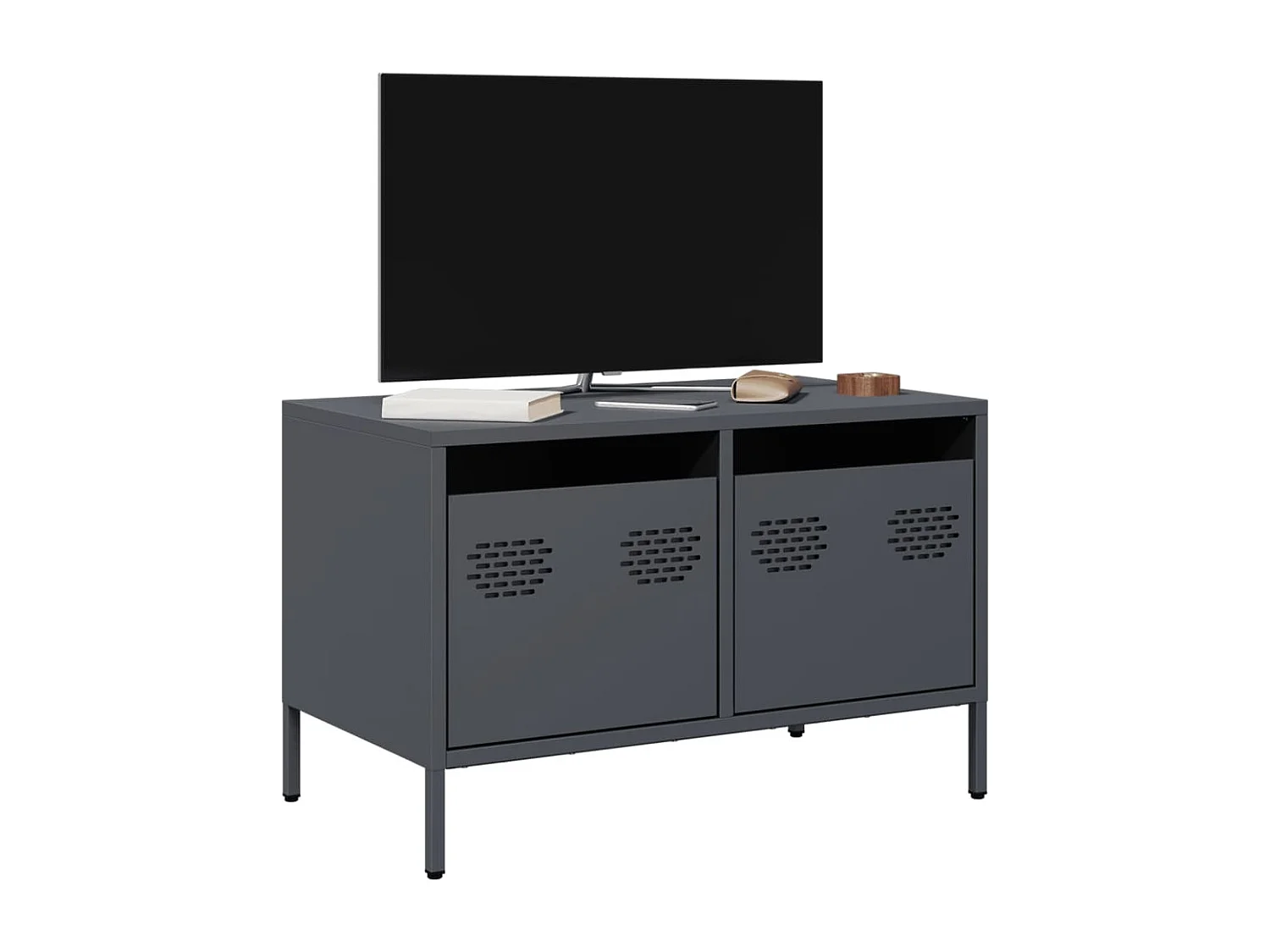Meuble TV anthracite 68x39x43,5 cm acier laminé à froid