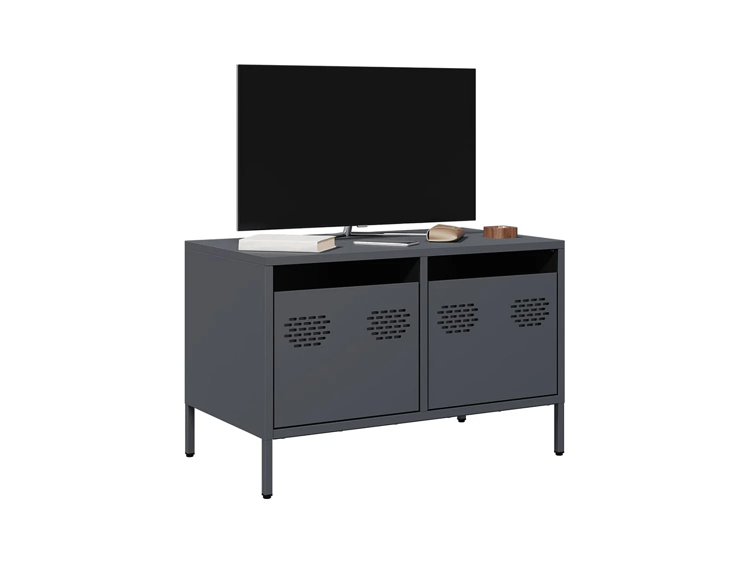 Meuble TV anthracite 68x39x43,5 cm acier laminé à froid
