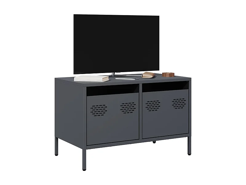 Meuble TV anthracite 68x39x43,5 cm acier laminé à froid