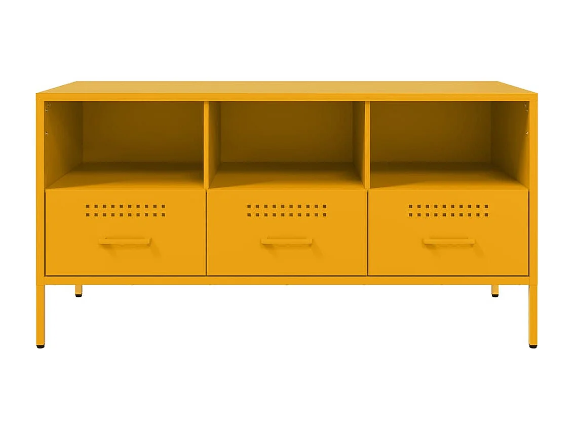 Meuble TV jaune moutarde 100,5x39x50,5 cm acier laminé à froid