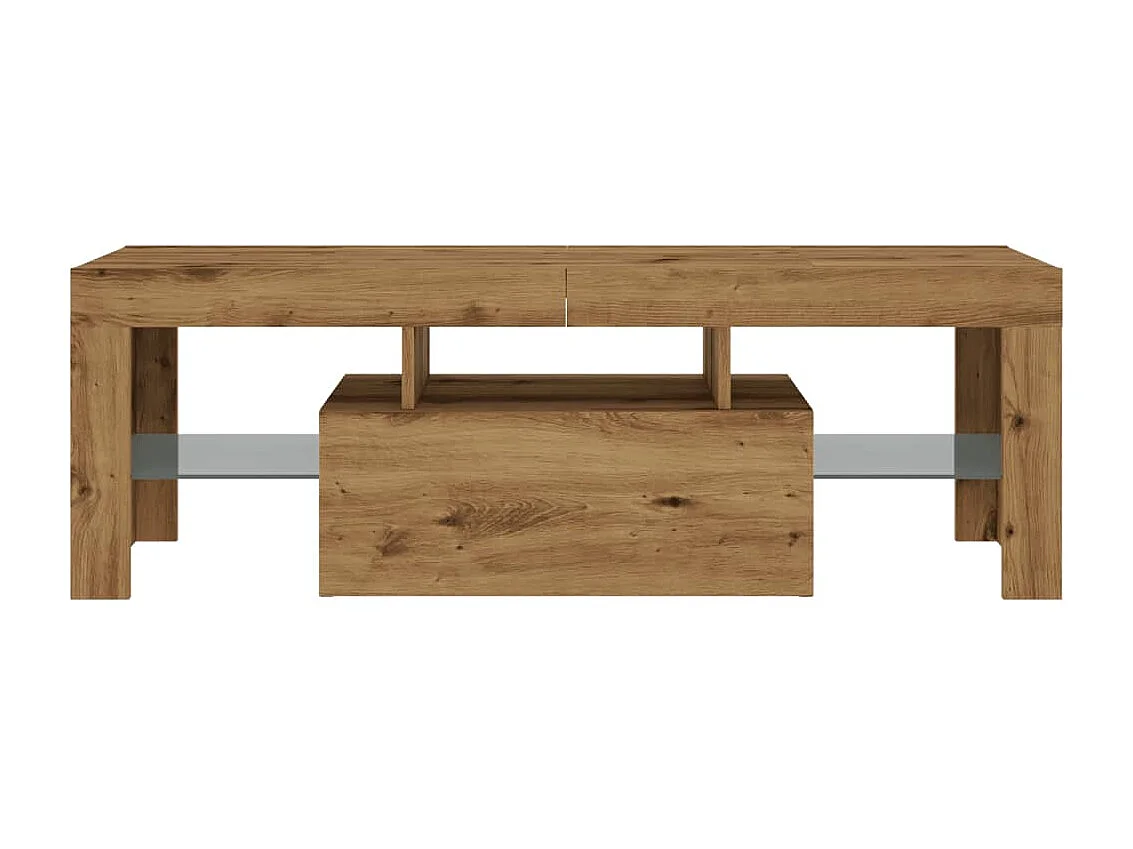 Tv-meubel met LED 120x36,5x40 cm bewerkt hout artisanaal eiken