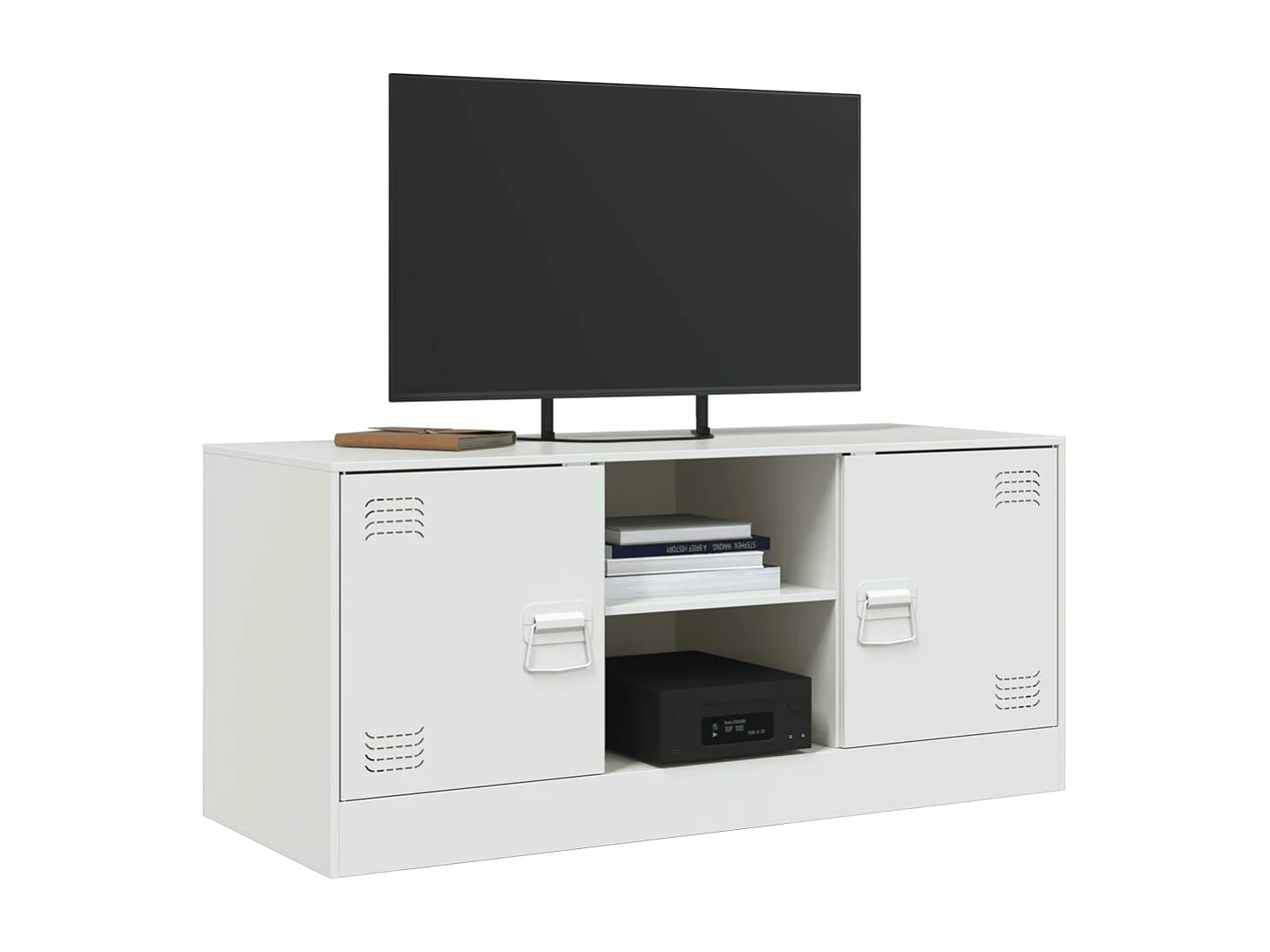 Meuble TV blanc 99x39x44 cm acier