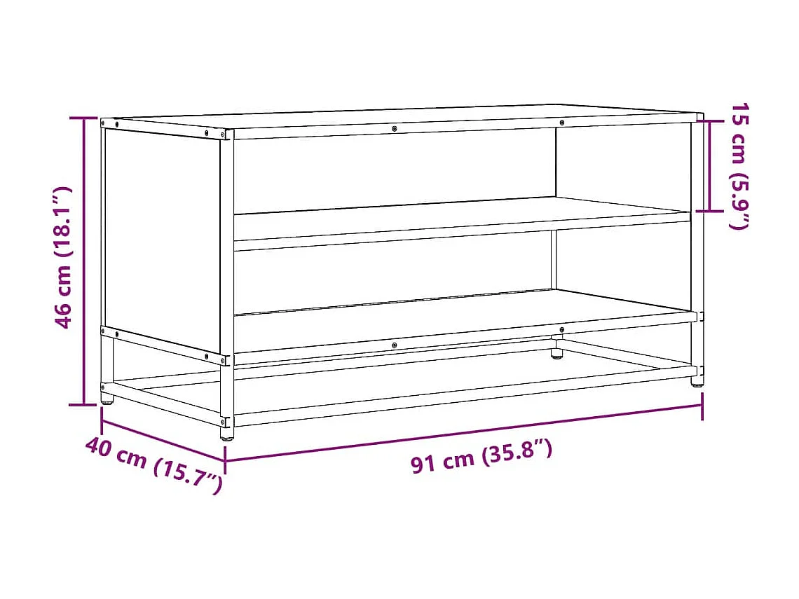 Meuble TV sonoma gris 91x40x46 cm bois d'ingénierie et métal