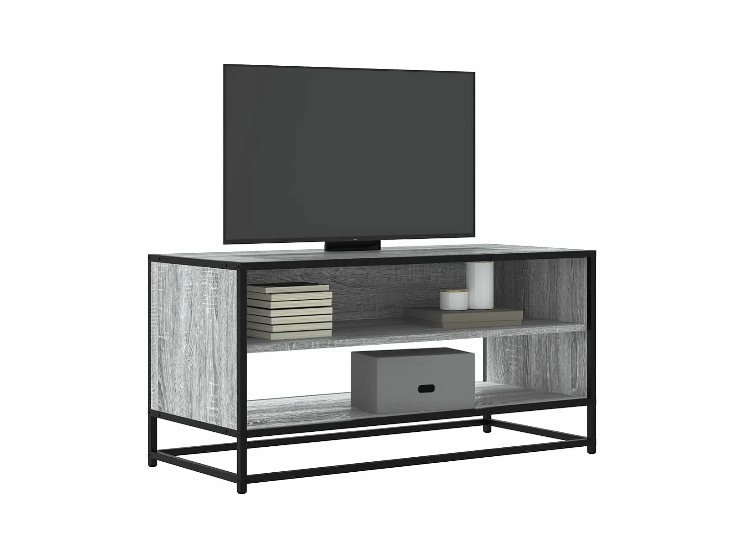 Meuble TV sonoma gris 91x40x46 cm bois d'ingénierie et métal