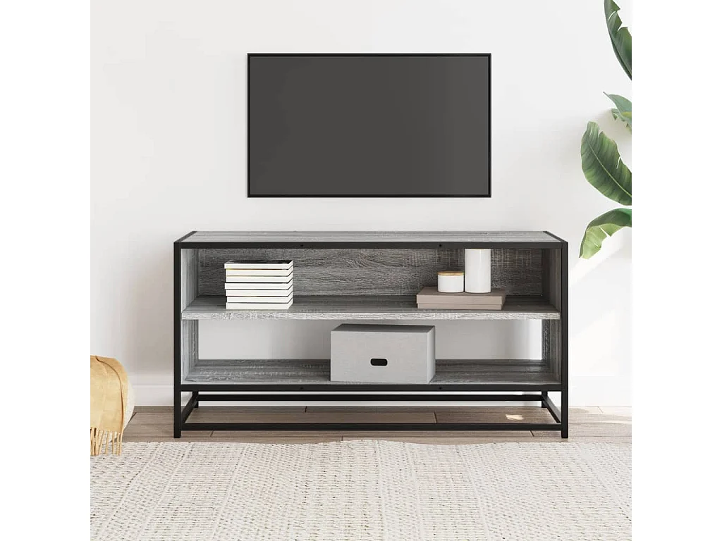 Meuble TV sonoma gris 91x40x46 cm bois d'ingénierie et métal
