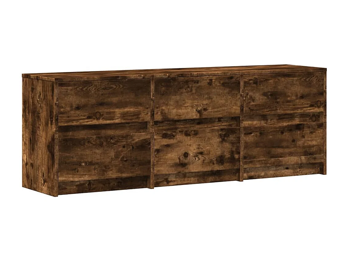 Tv-meubel met LED 140x34x50 cm bewerkt hout gerookt eikenkleur