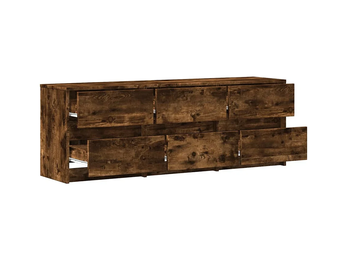 Meuble TV avec LED chêne fumé 140x34x50 cm bois d'ingénierie