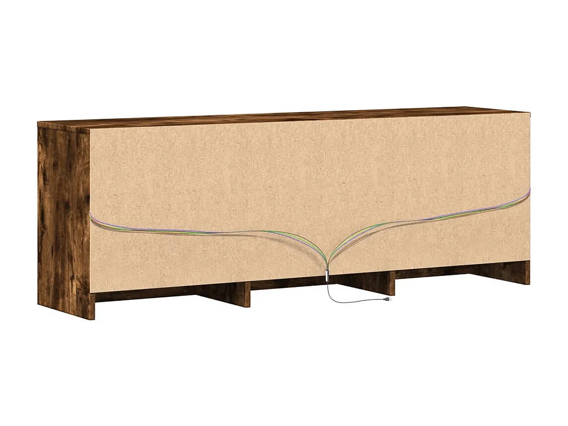 Tv-meubel met LED 140x34x50 cm bewerkt hout gerookt eikenkleur