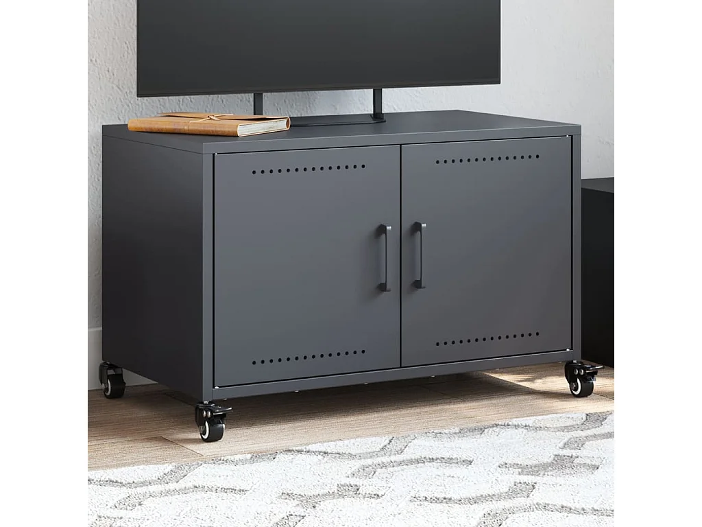 Meuble TV anthracite 68x39x43,5 cm acier laminé à froid