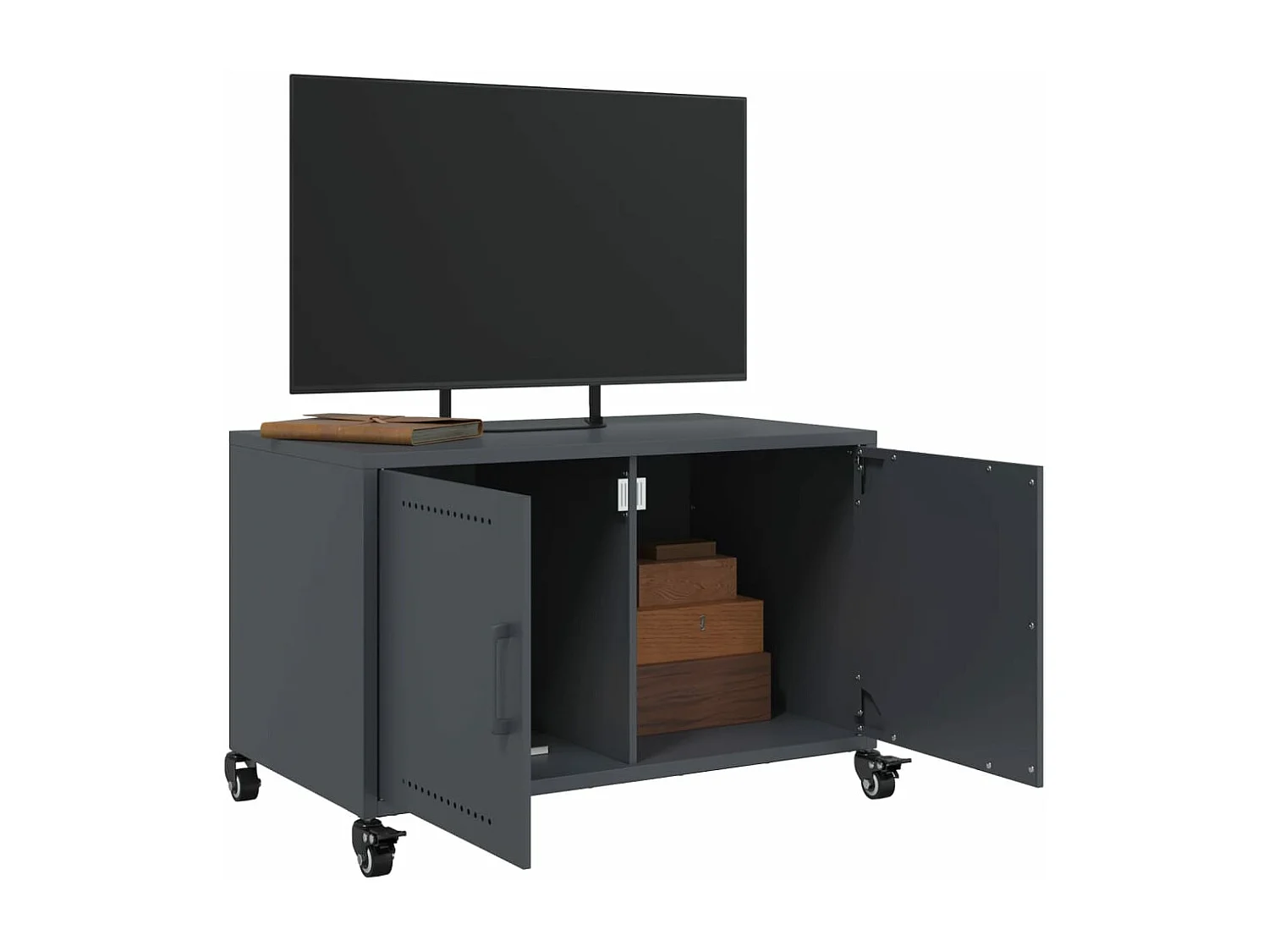 Meuble TV anthracite 68x39x43,5 cm acier laminé à froid