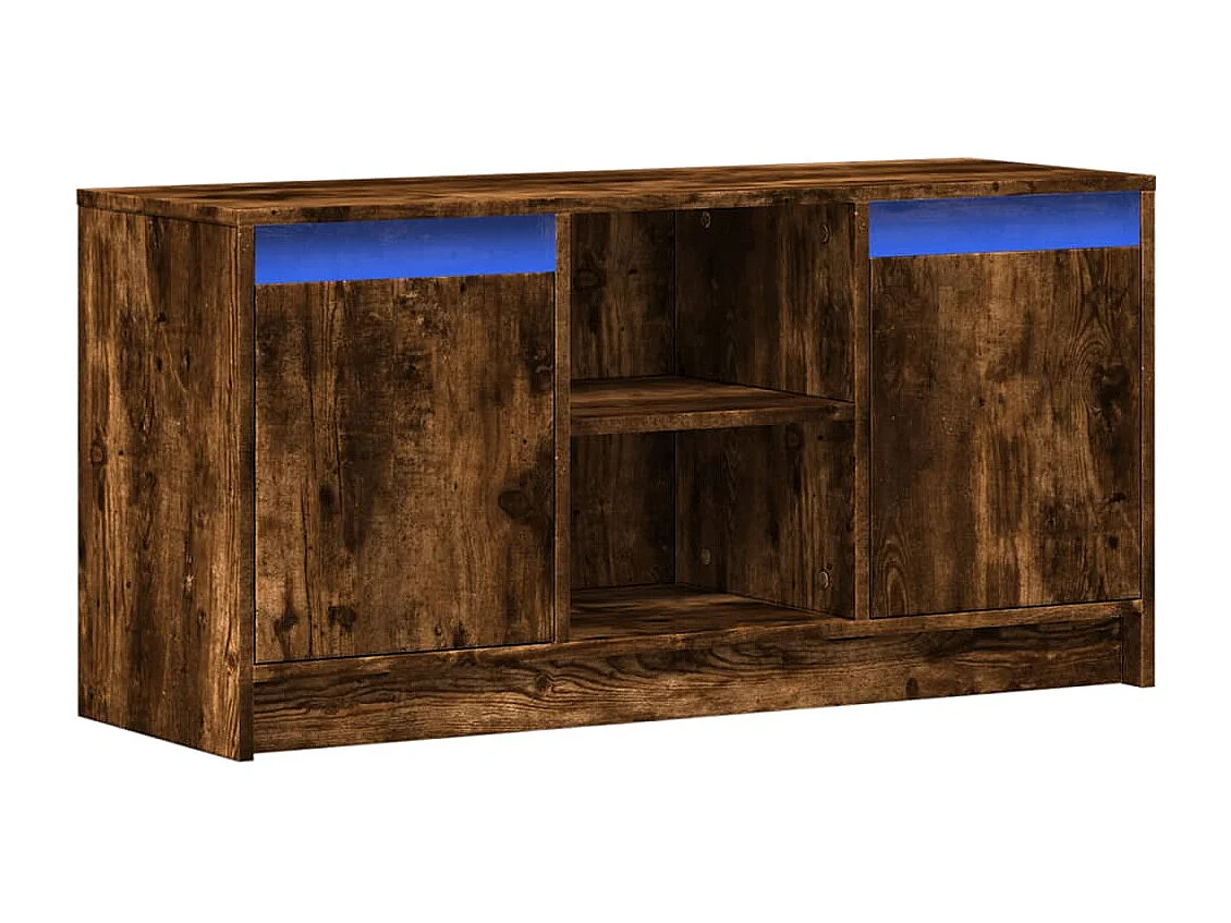 Tv-meubel met LED 100x34x50 cm bewerkt hout gerookt eikenkleur