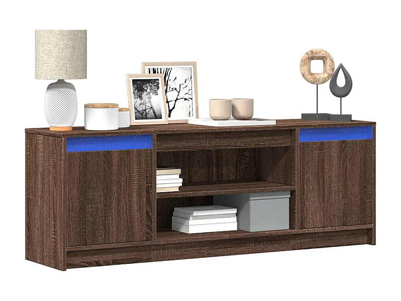 Tv-meubel met LED 139,5x34x50 cm bewerkt hout bruin eikenkleur
