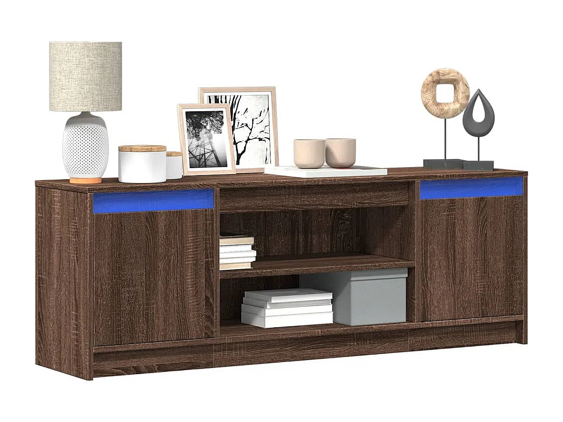 Tv-meubel met LED 139,5x34x50 cm bewerkt hout bruin eikenkleur