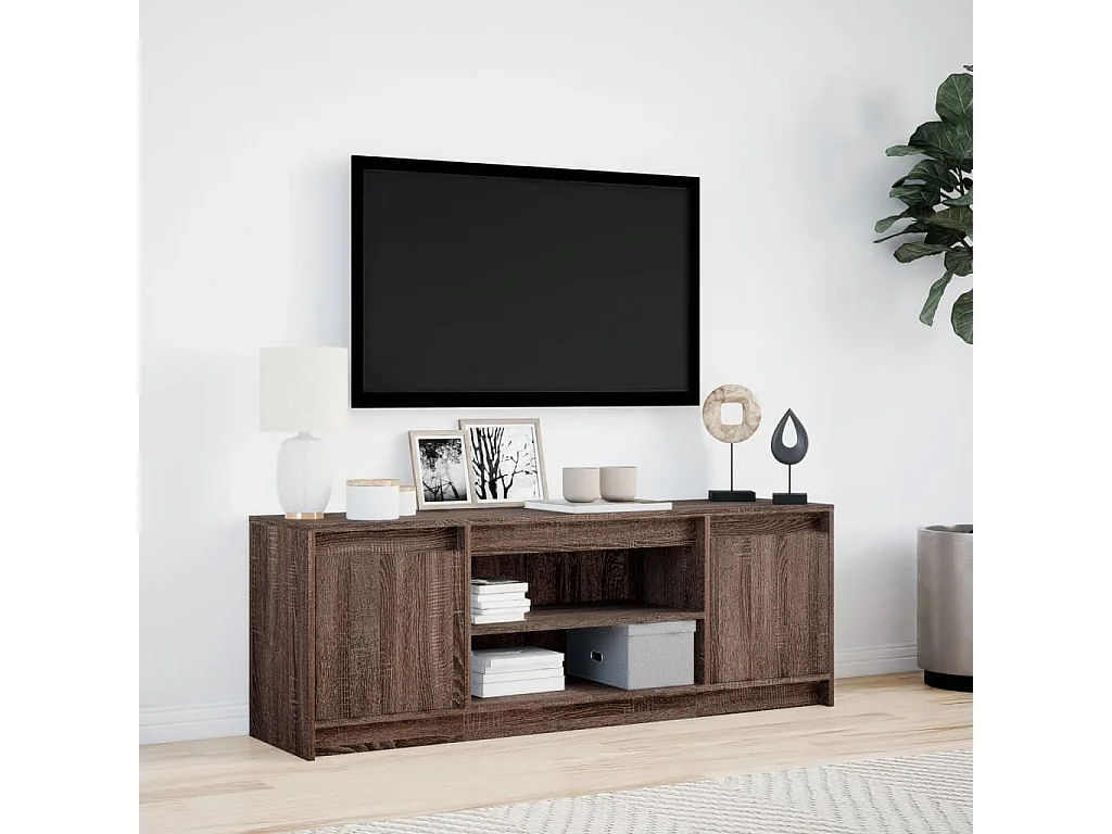 Tv-meubel met LED 139,5x34x50 cm bewerkt hout bruin eikenkleur