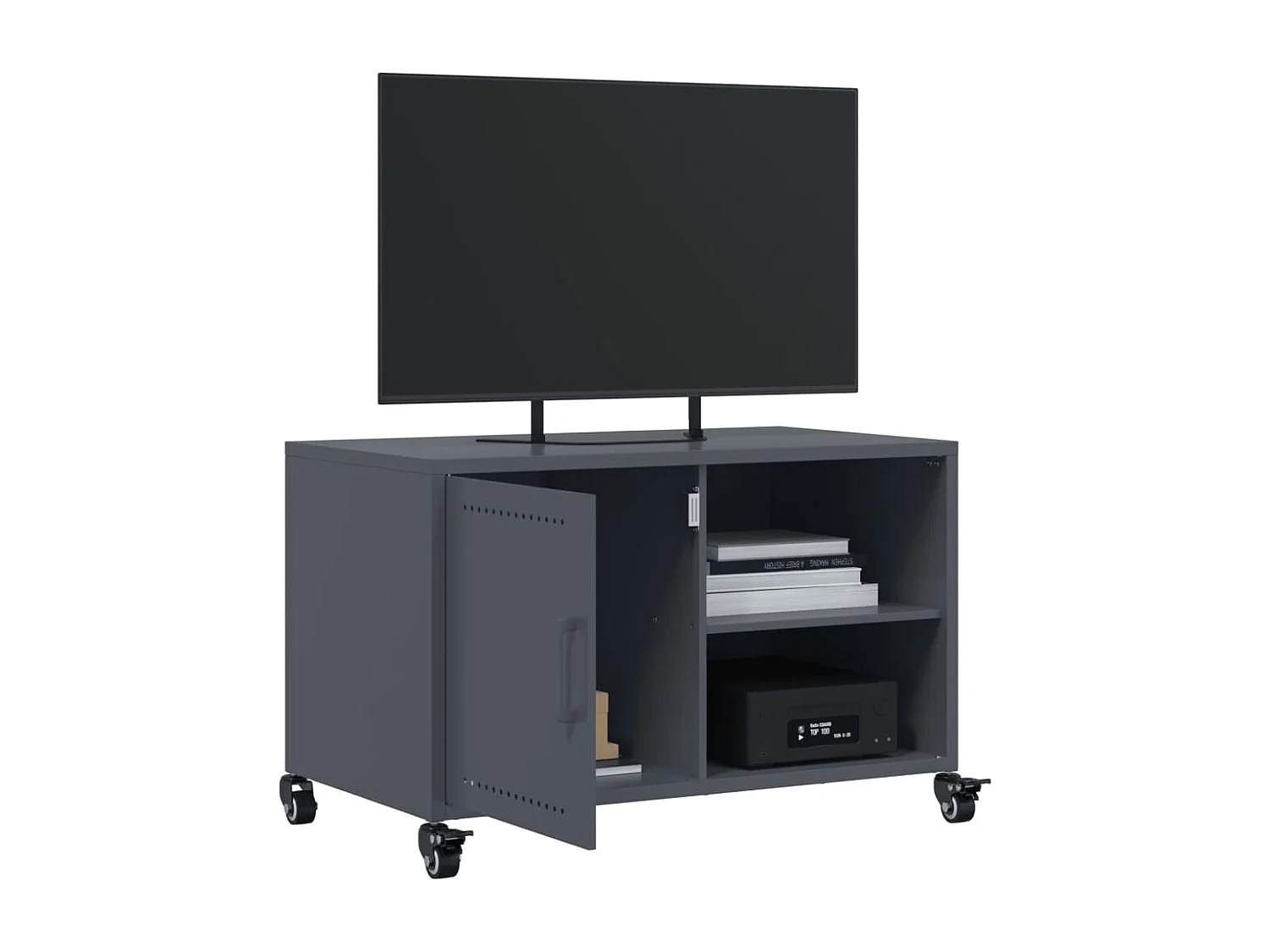 Meuble TV anthracite 68x39x43,5 cm acier laminé à froid