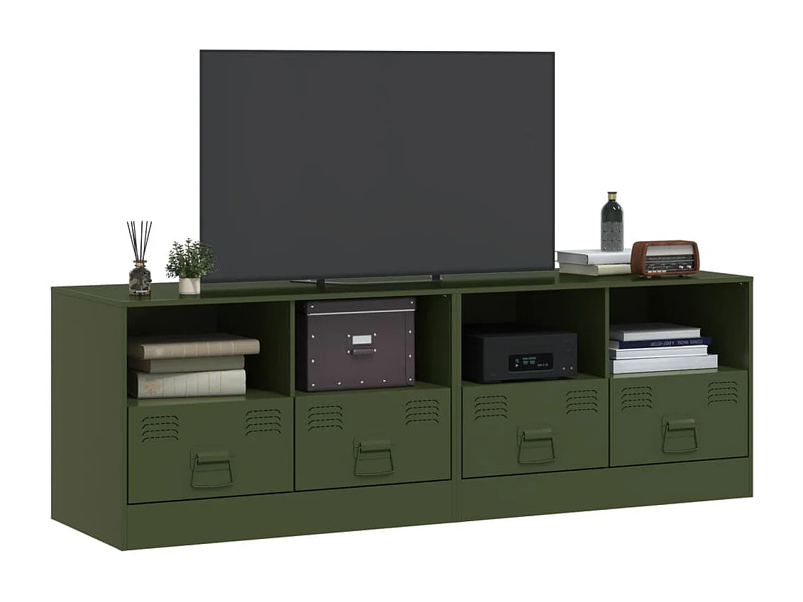 Meubles TV 2 pièces vert olive 67x39x44 cm acier