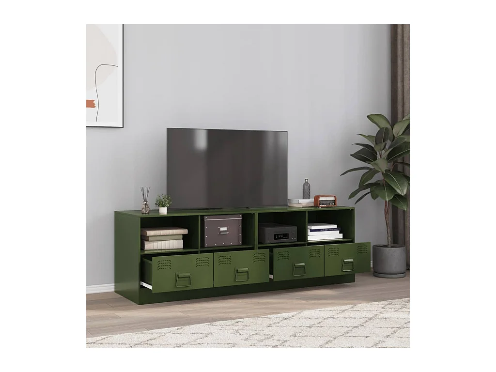 Meubles TV 2 pièces vert olive 67x39x44 cm acier
