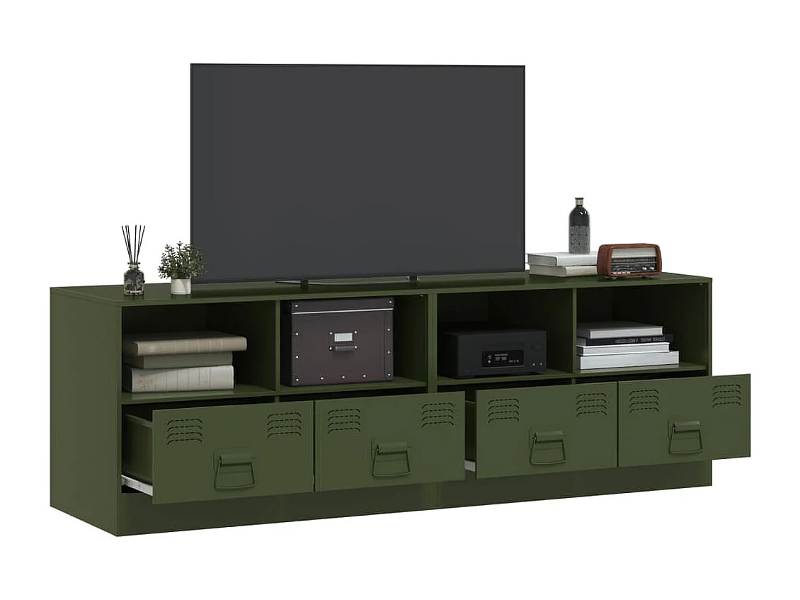 Meubles TV 2 pièces vert olive 67x39x44 cm acier