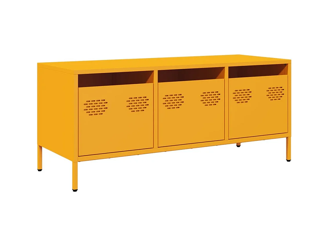 Meuble TV jaune moutarde 101,5x39x43,5 cm acier laminé à froid