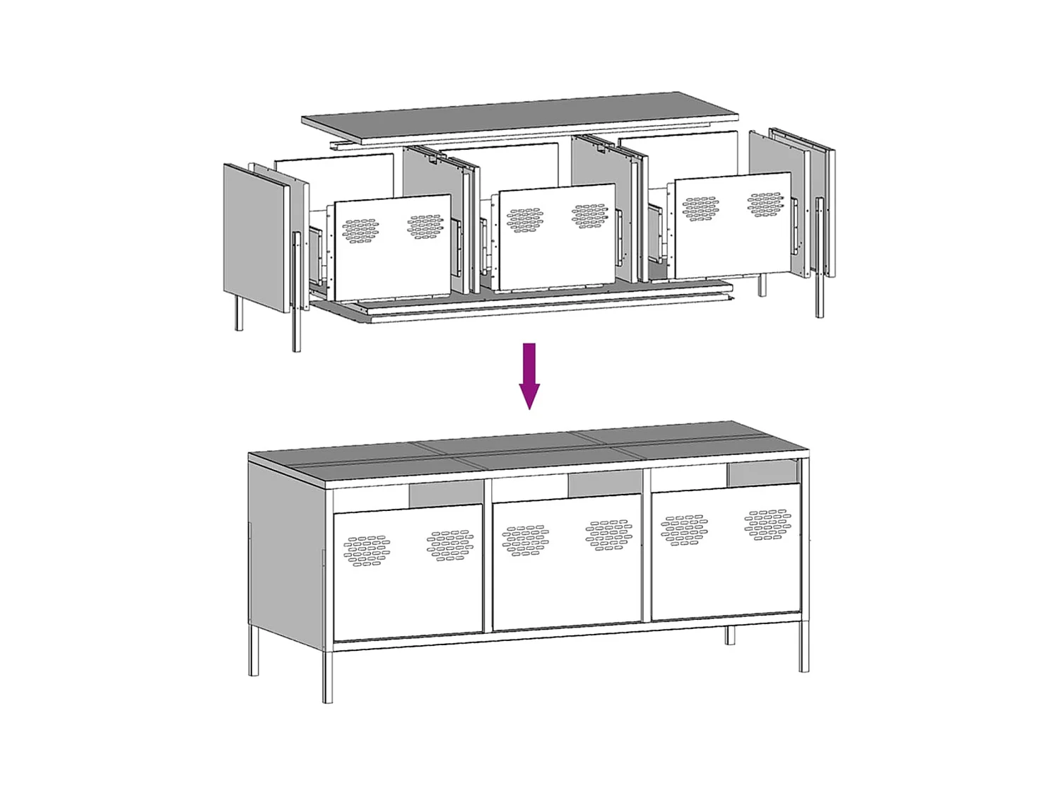 Meuble TV jaune moutarde 101,5x39x43,5 cm acier laminé à froid