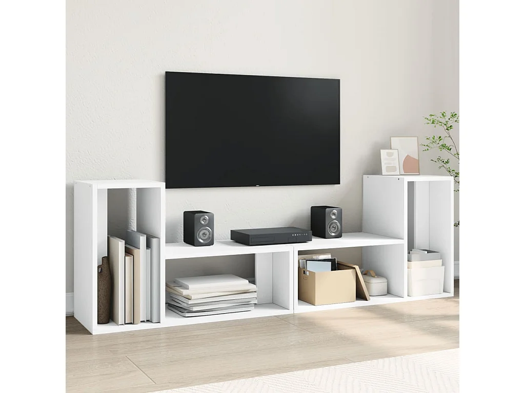 Meubles TV 2 pièces blanc 75x30x50 cm bois d'ingénierie