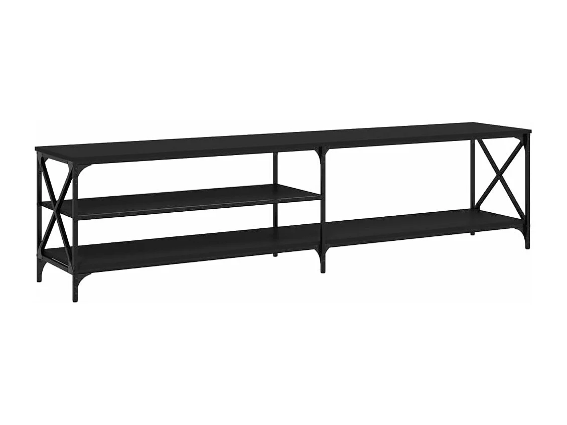 Meuble TV noir 200x40x50 cm bois d'ingénierie et métal