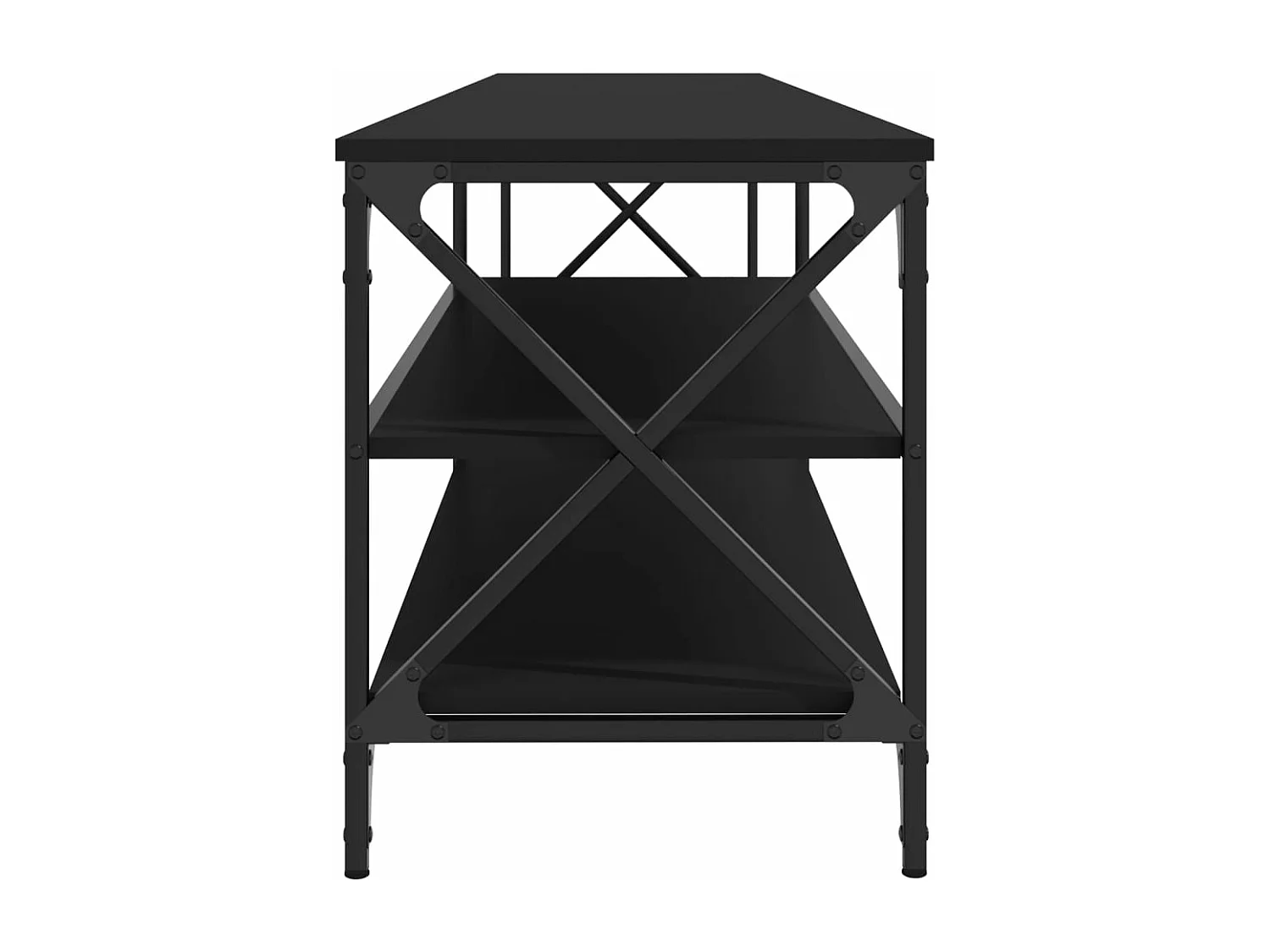 Meuble TV noir 200x40x50 cm bois d'ingénierie et métal